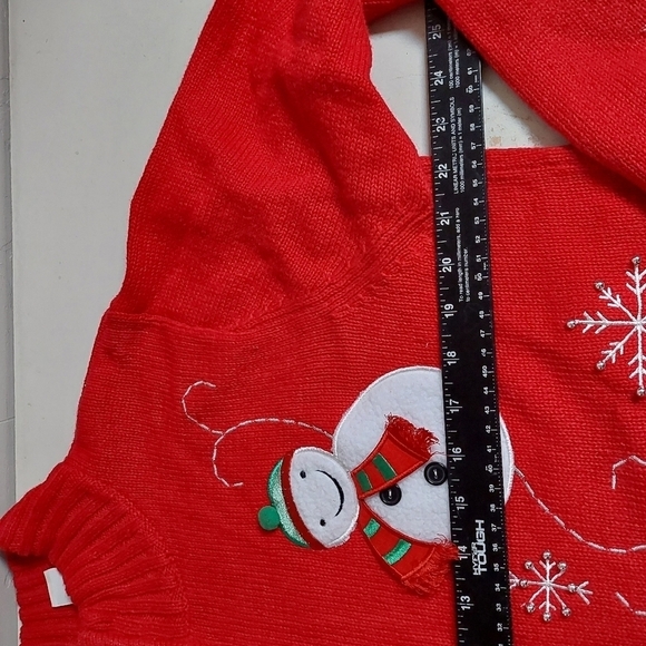 Classic Elements Red Sweater Full Zip Snowman 3D Holiday Ribbed Trim Size Large - Picture 5 of 12